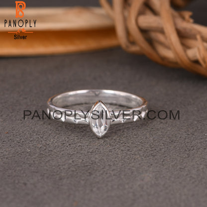 Crystal Quartz Marquise 925 Sterling Silver Aniversary Ring