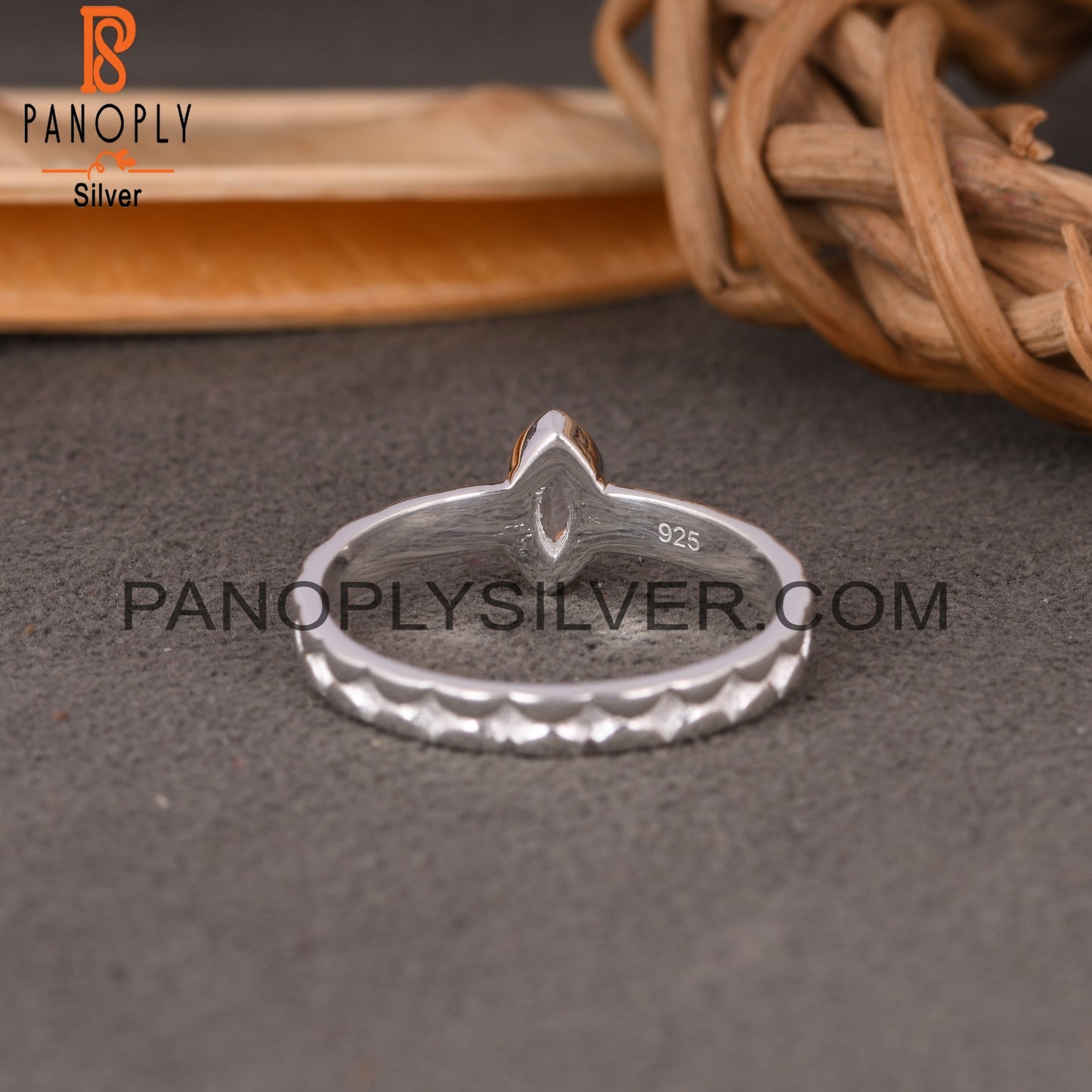 Crystal Quartz Marquise 925 Sterling Silver Aniversary Ring