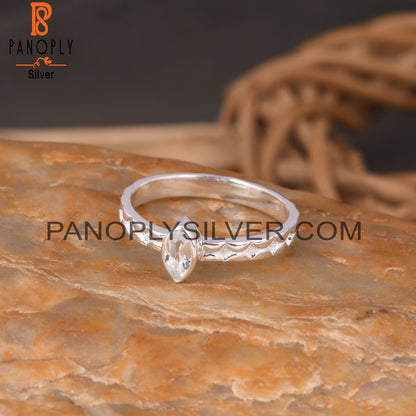 Crystal Quartz Marquise 925 Sterling Silver Aniversary Ring