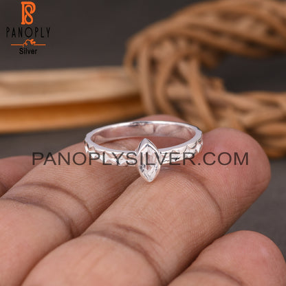 Crystal Quartz Marquise 925 Sterling Silver Aniversary Ring