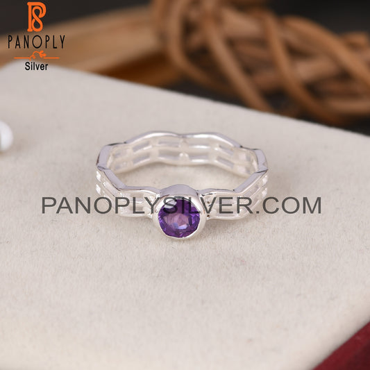 Amethyst Round 925 Sterling Silver Ring