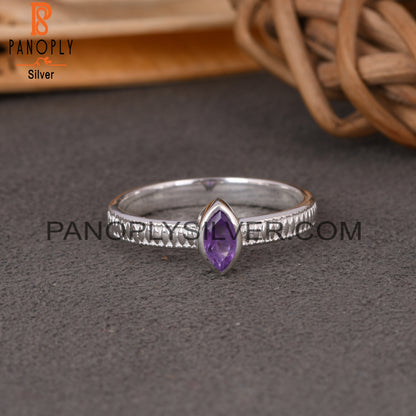 Silver Jewelry Amethyst Marquise 925 Sterling Silver Ring