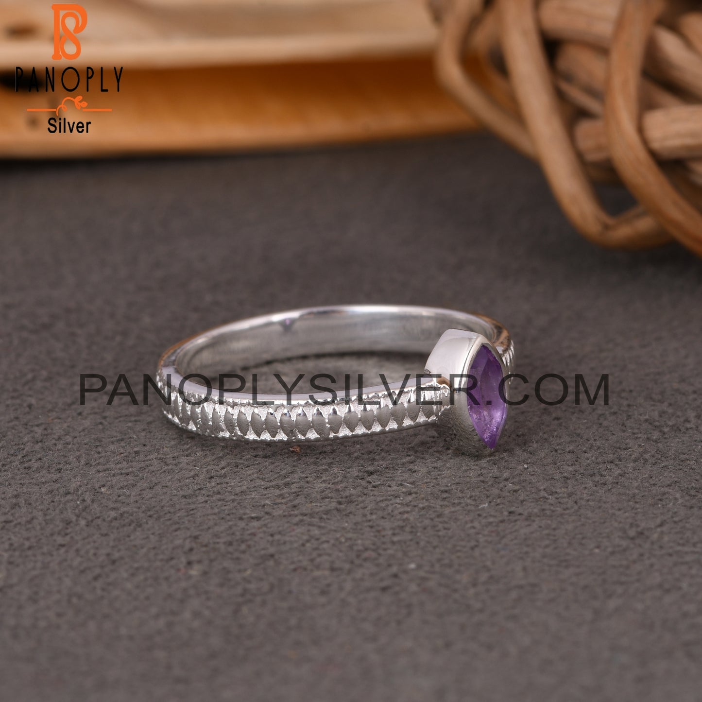 Silver Jewelry Amethyst Marquise 925 Sterling Silver Ring
