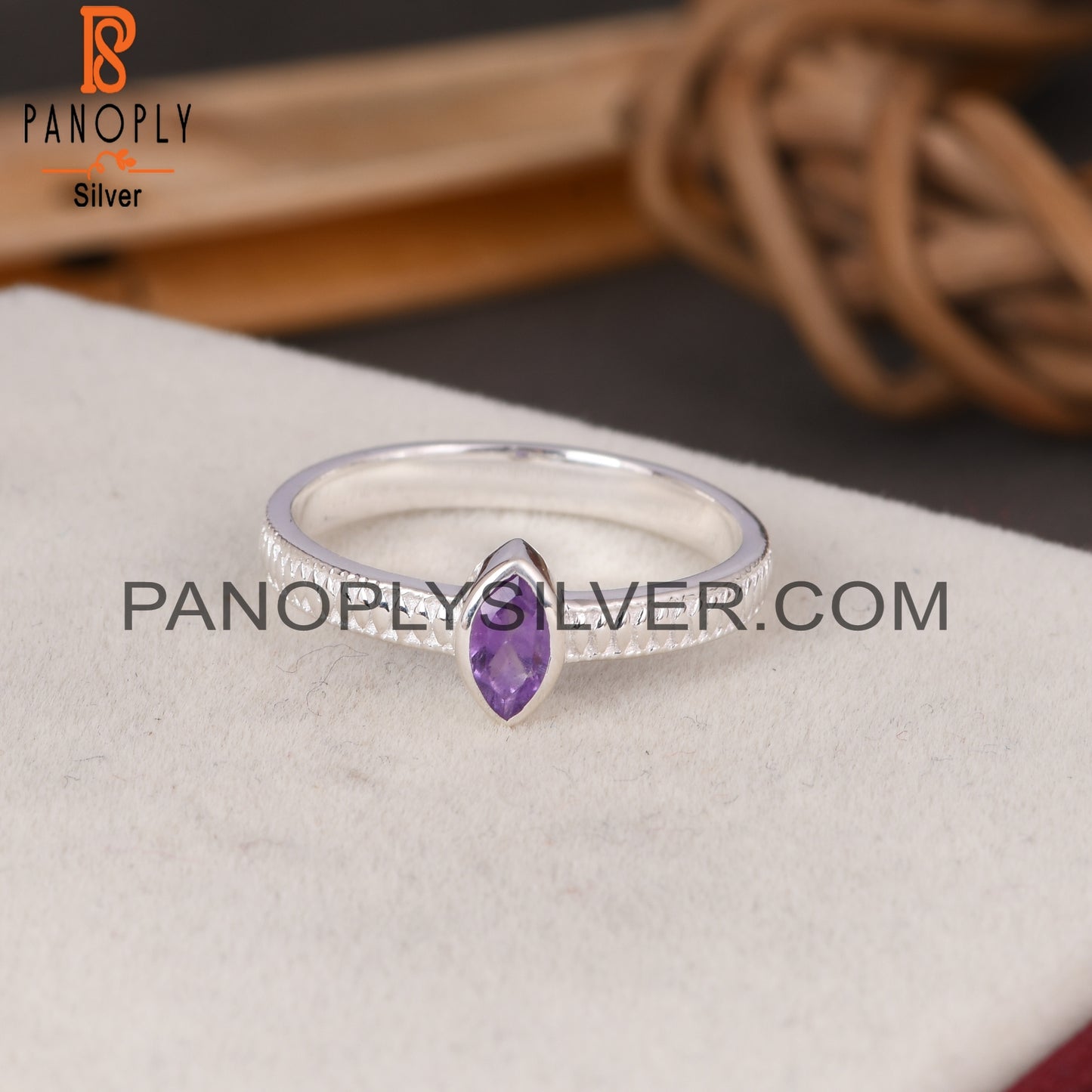 Silver Jewelry Amethyst Marquise 925 Sterling Silver Ring