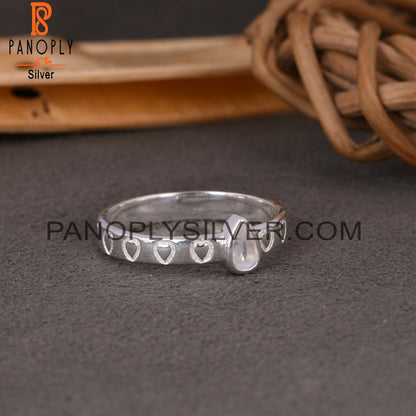 Rainbow Moonstone Pear 925 Sterling Silver Ring