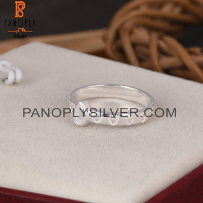 Rainbow Moonstone Pear 925 Sterling Silver Ring