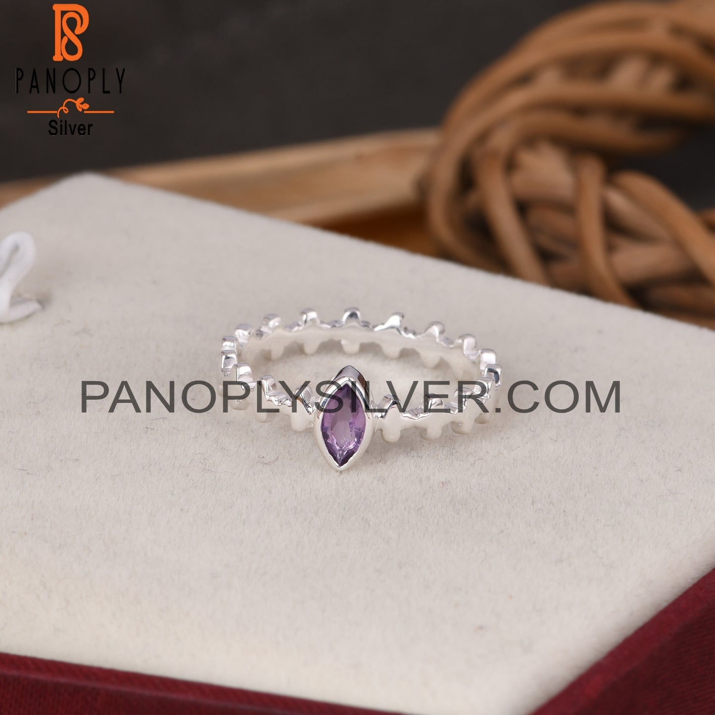 Amethyst Marquise 925 Sterling Silver Purple Ring