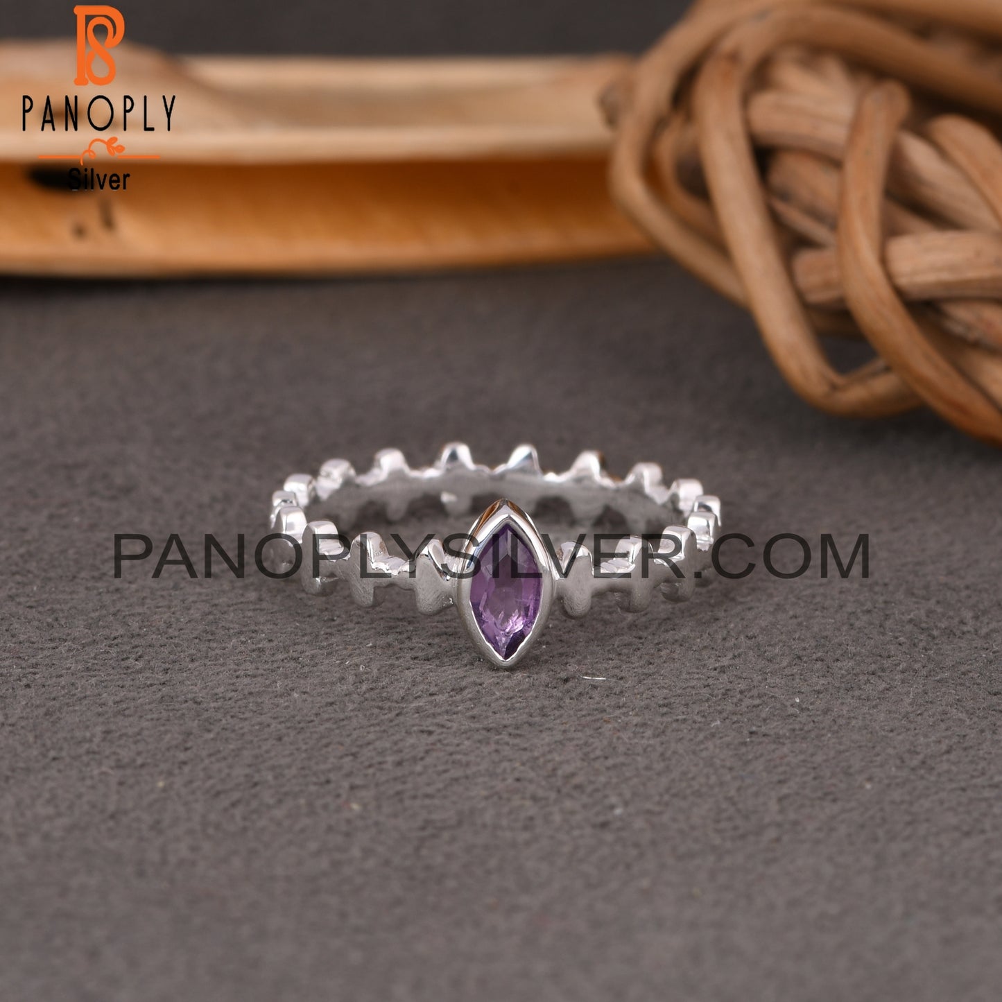 Amethyst Marquise 925 Sterling Silver Purple Ring