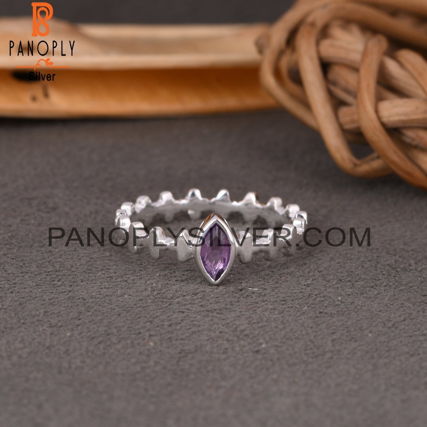 Amethyst Marquise 925 Sterling Silver Purple Ring