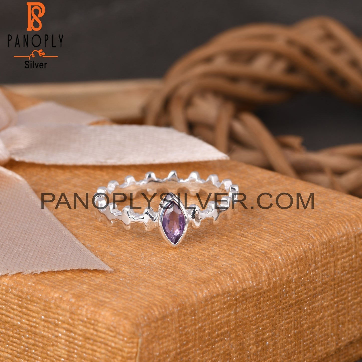 Amethyst Marquise 925 Sterling Silver Purple Ring