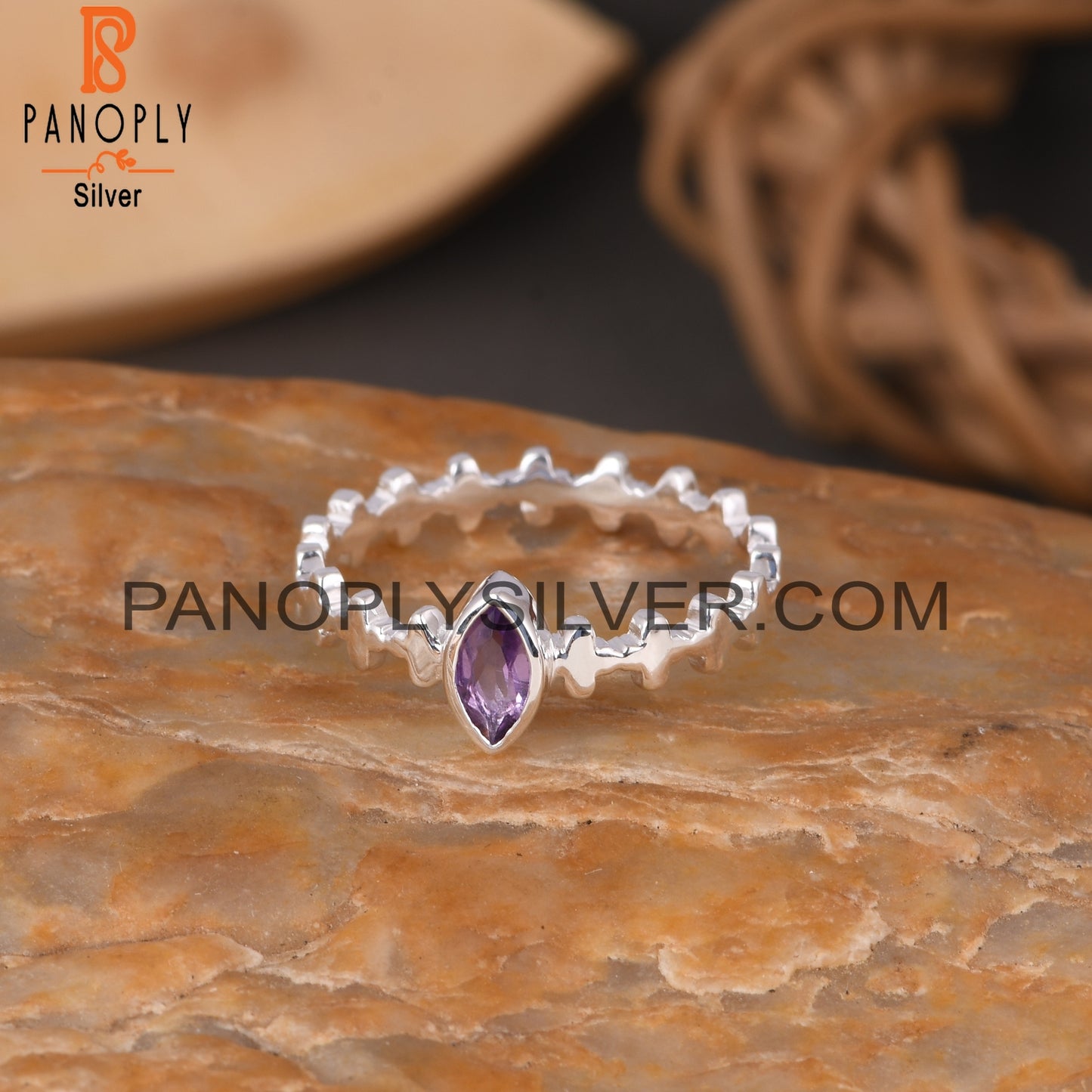 Amethyst Marquise 925 Sterling Silver Purple Ring