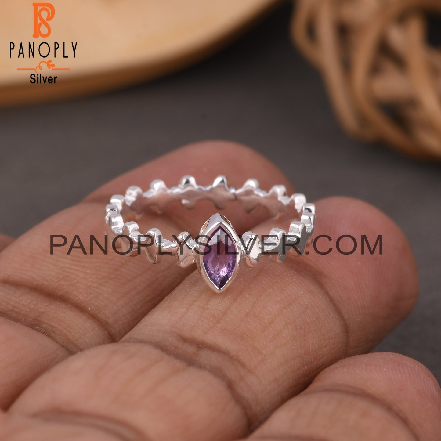 Amethyst Marquise 925 Sterling Silver Purple Ring