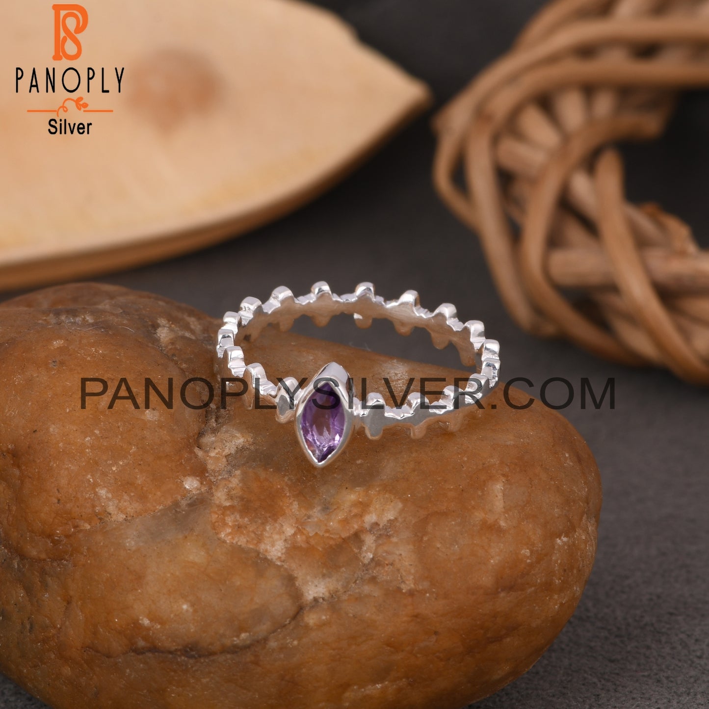 Amethyst Marquise 925 Sterling Silver Purple Ring