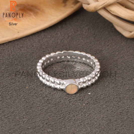 Ethiopian Opal Round Shape 925 Sterling Silver Ring