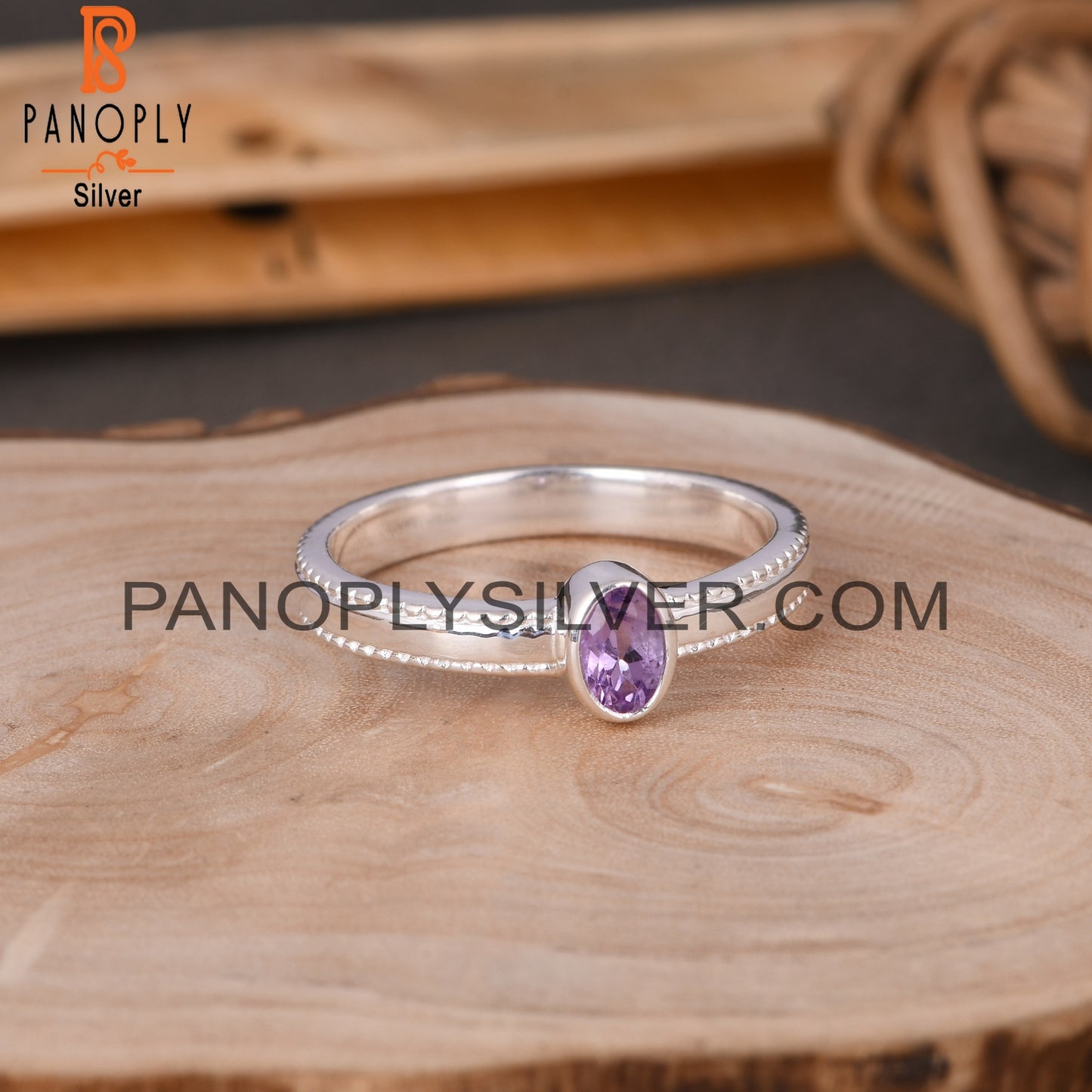 Spinner Amethyst Oval 925 Sterling Silver Ring