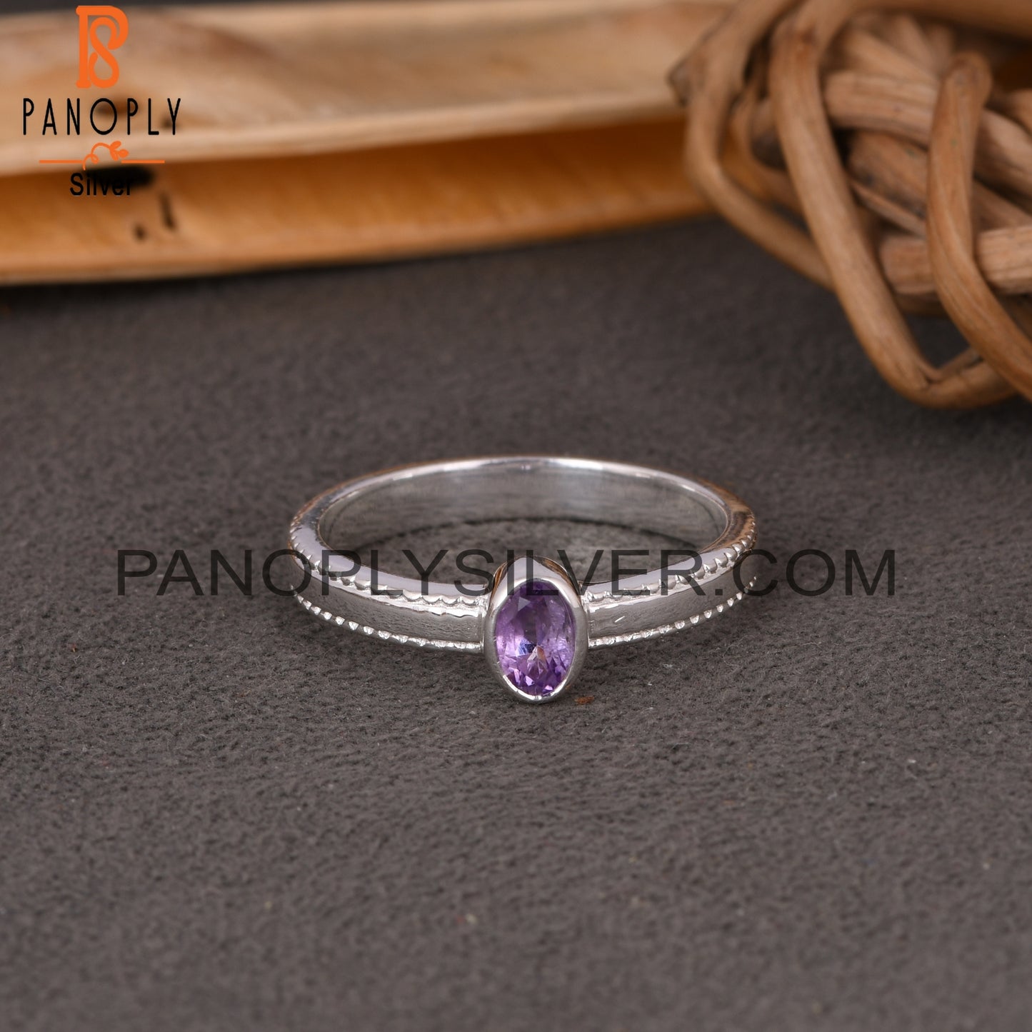 Spinner Amethyst Oval 925 Sterling Silver Ring