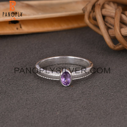 Spinner Amethyst Oval 925 Sterling Silver Ring