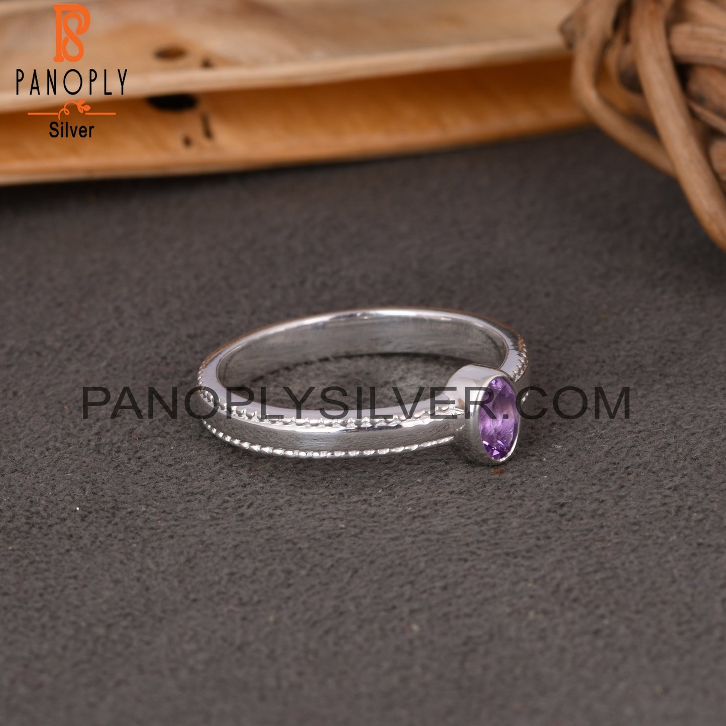 Spinner Amethyst Oval 925 Sterling Silver Ring