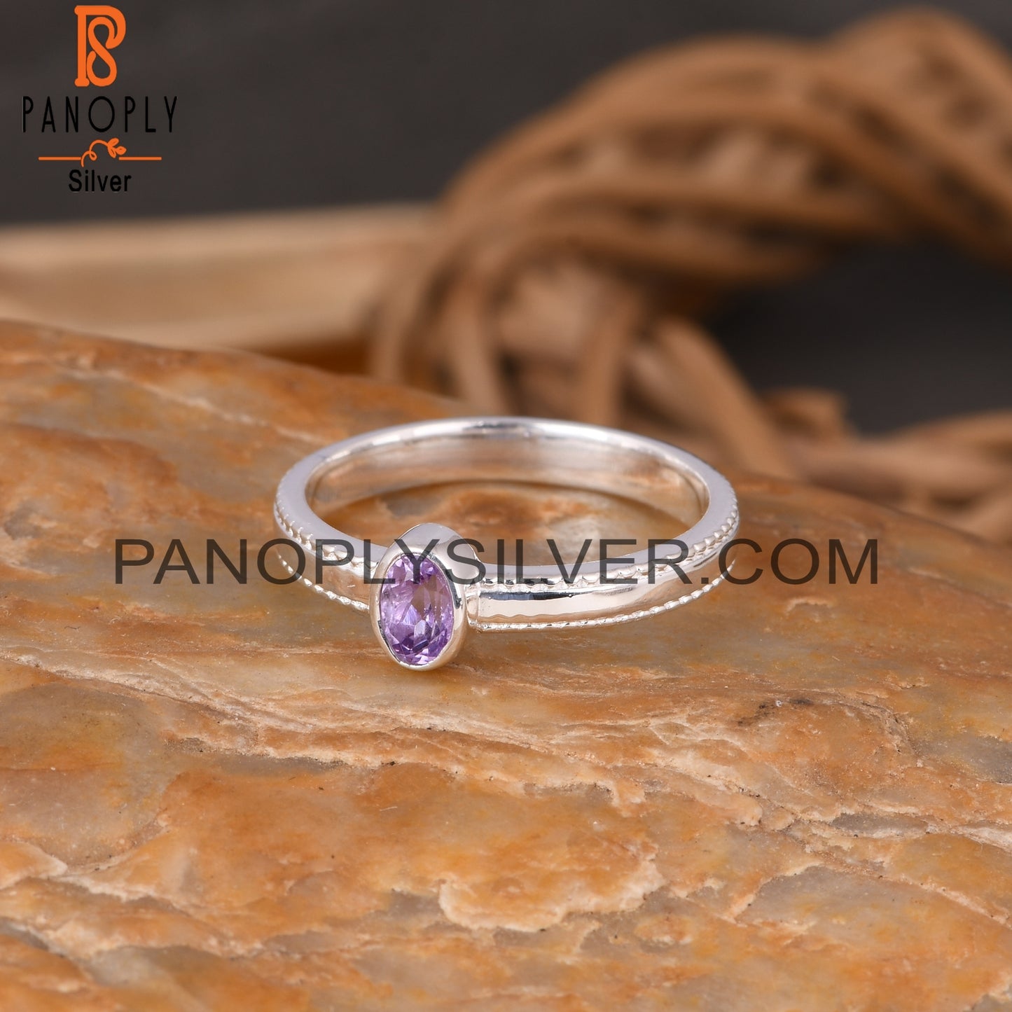 Spinner Amethyst Oval 925 Sterling Silver Ring