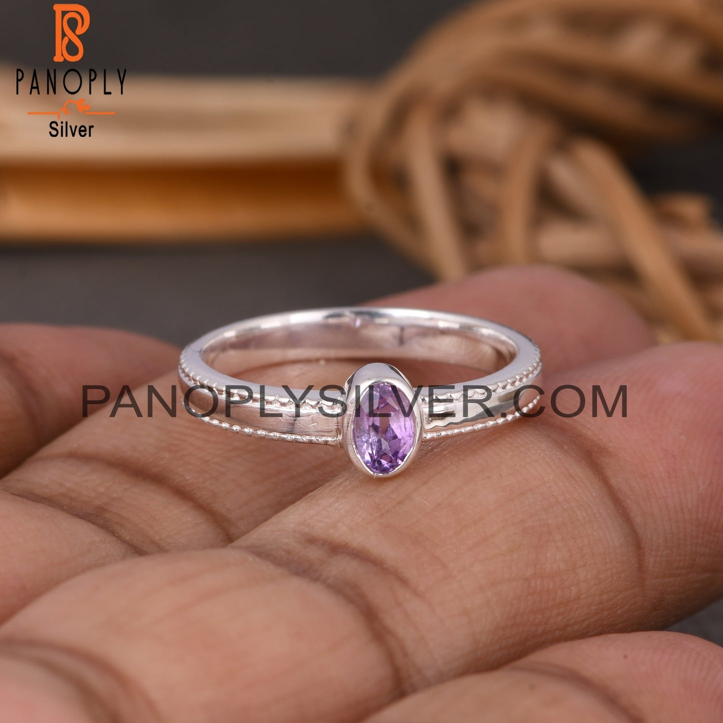 Spinner Amethyst Oval 925 Sterling Silver Ring