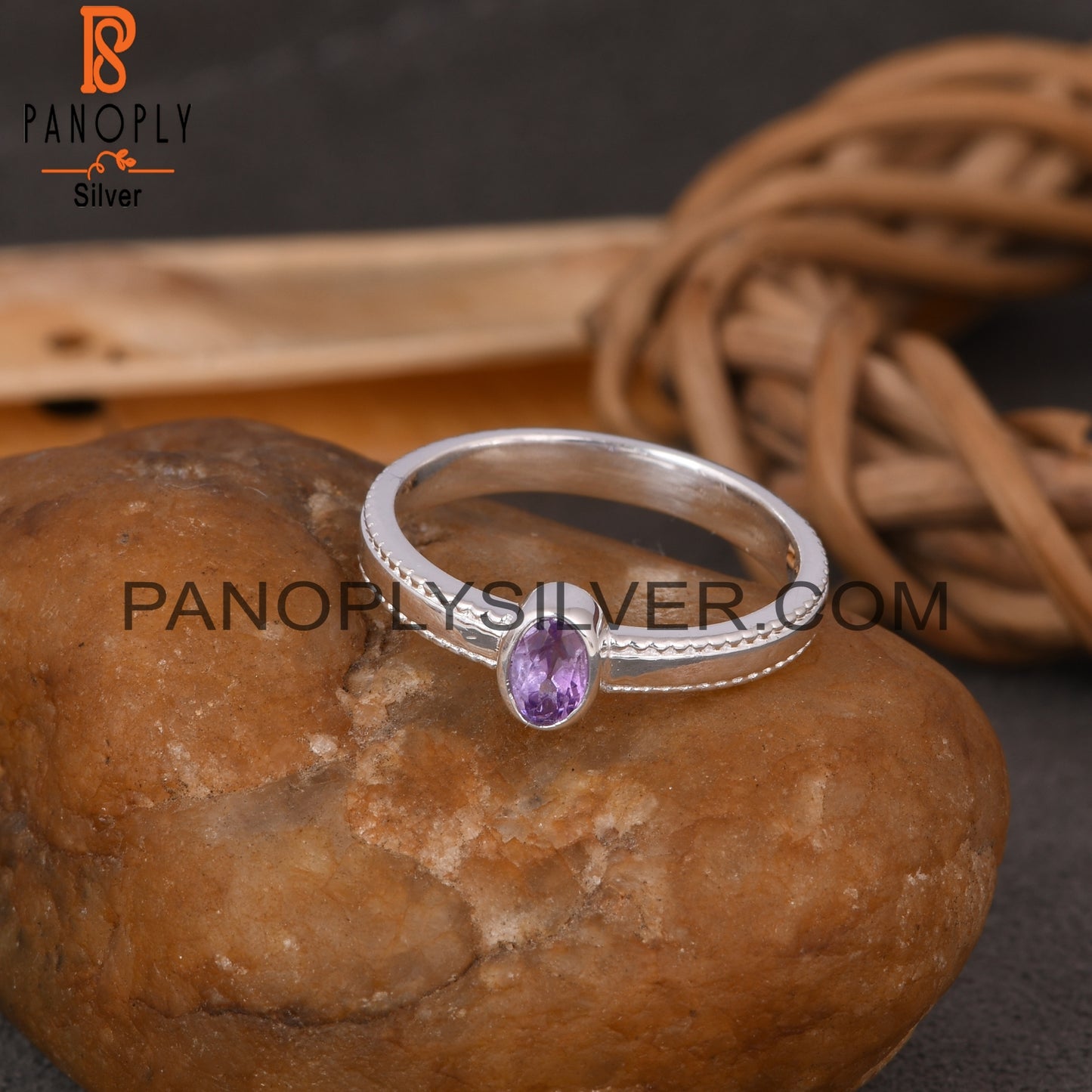 Spinner Amethyst Oval 925 Sterling Silver Ring