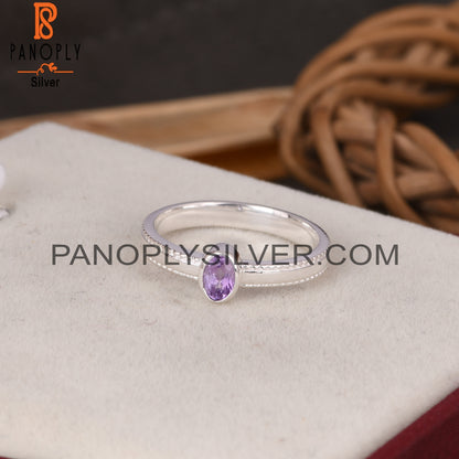 Spinner Amethyst Oval 925 Sterling Silver Ring