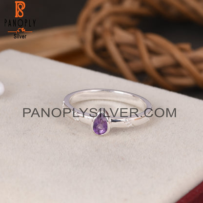 Bead Designer Amethyst Pear 925 Sterling Silver Ring