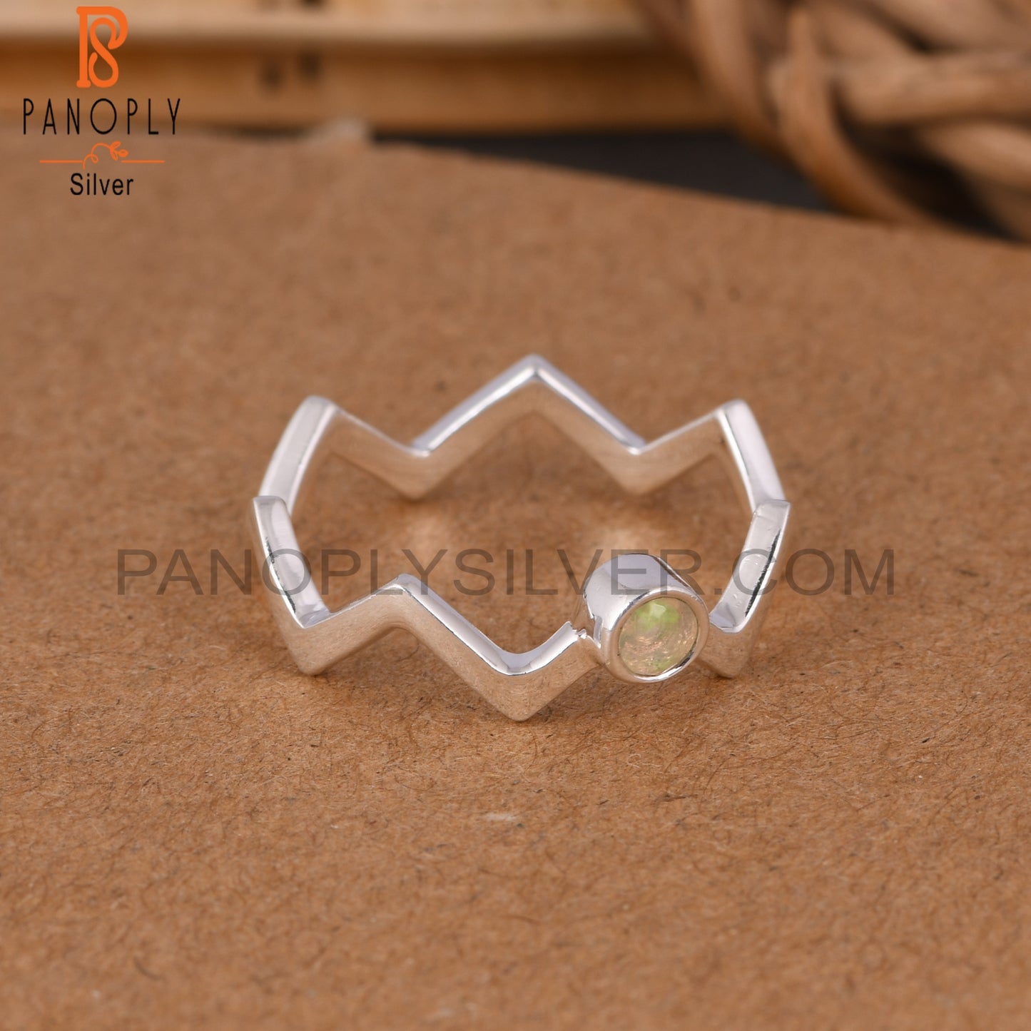 Ethiopian Opal Zig Zag Shape 925 Sterling Silver Ring