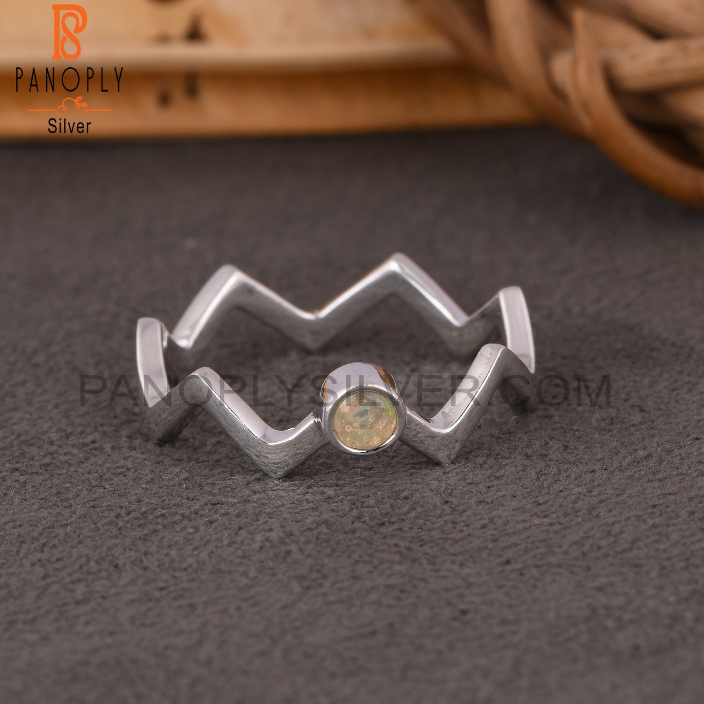 Ethiopian Opal Zig Zag Shape 925 Sterling Silver Ring