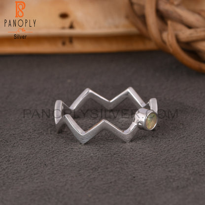 Ethiopian Opal Zig Zag Shape 925 Sterling Silver Ring