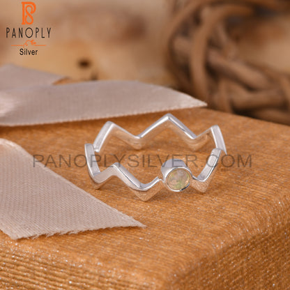Ethiopian Opal Zig Zag Shape 925 Sterling Silver Ring
