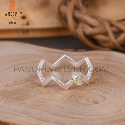 Ethiopian Opal Zig Zag Shape 925 Sterling Silver Ring