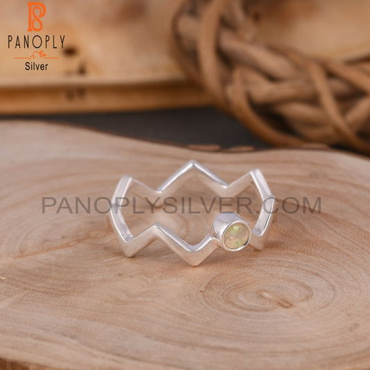 Ethiopian Opal Zig Zag Shape 925 Sterling Silver Ring