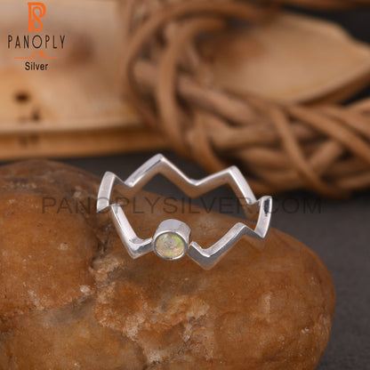 Ethiopian Opal Zig Zag Shape 925 Sterling Silver Ring