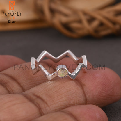 Ethiopian Opal Zig Zag Shape 925 Sterling Silver Ring