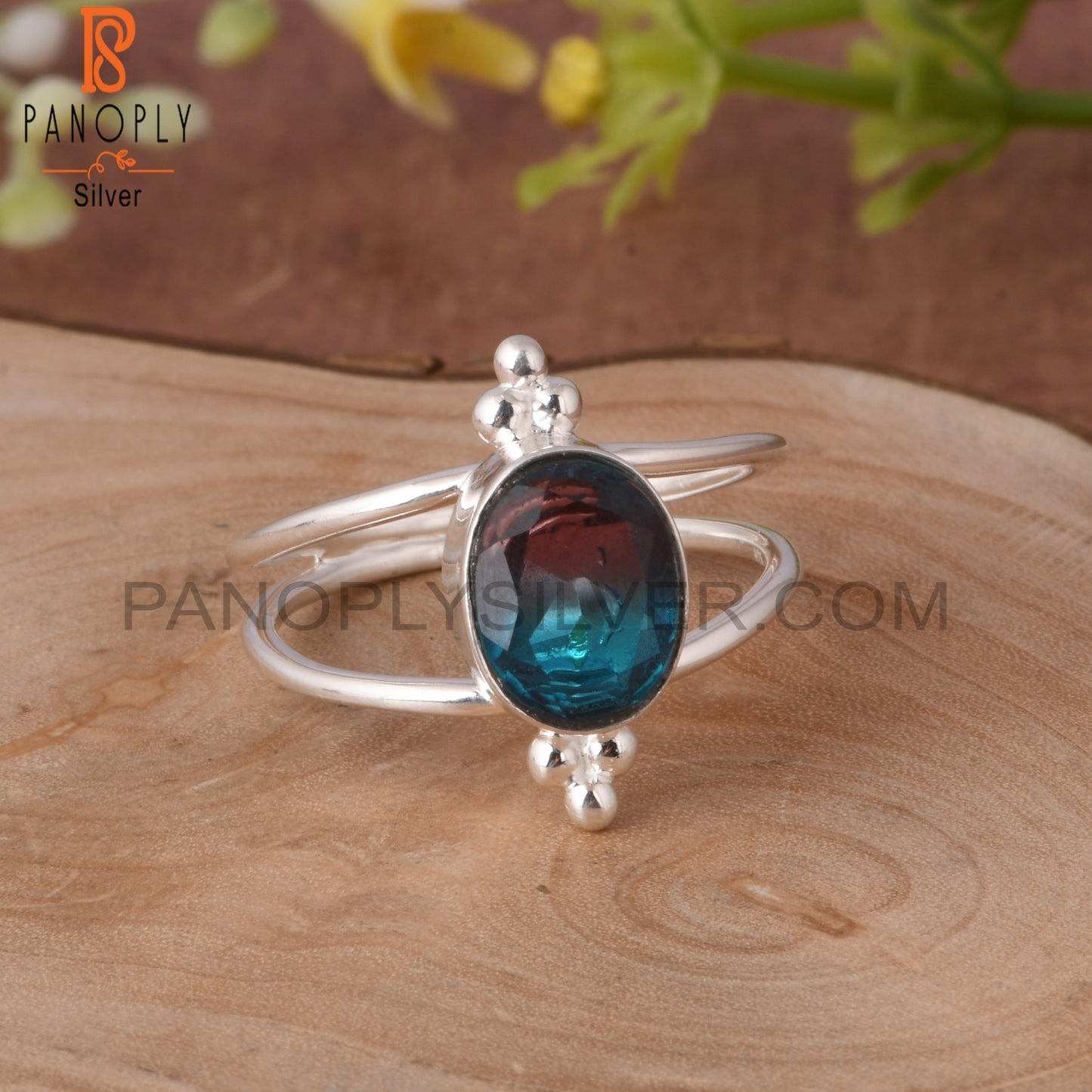 Bio Alexandrite Doublet Quartz Oval Shape 925 Silver Ring