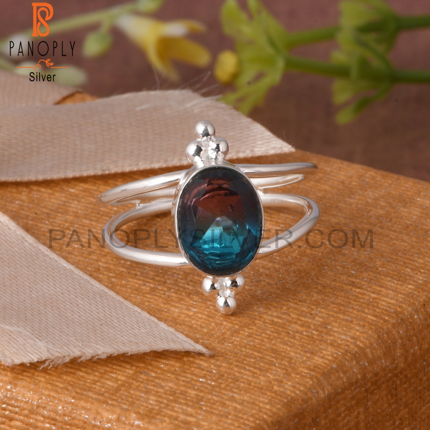 Bio Alexandrite Doublet Quartz Oval Shape 925 Silver Ring