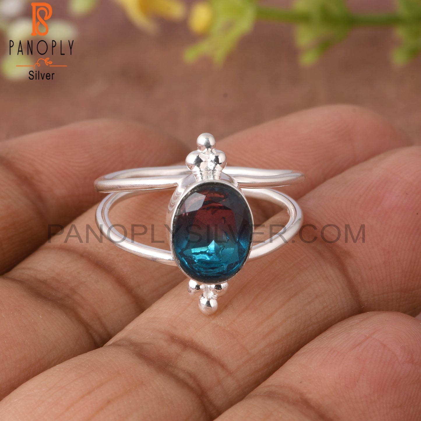 Bio Alexandrite Doublet Quartz Oval Shape 925 Silver Ring