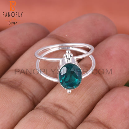 Doublet Santamaria Aquamarine Quartz 925 Silver  Ring