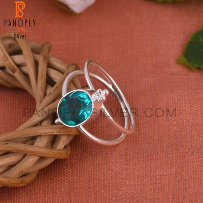 Doublet Santamaria Aquamarine Quartz 925 Silver  Ring