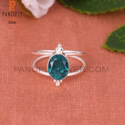 Doublet Santamaria Aquamarine Quartz 925 Silver  Ring