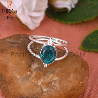 Doublet Santamaria Aquamarine Quartz 925 Silver  Ring