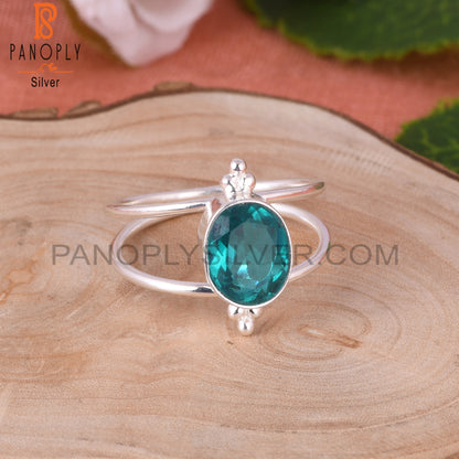 Doublet Santamaria Aquamarine Quartz 925 Silver  Ring