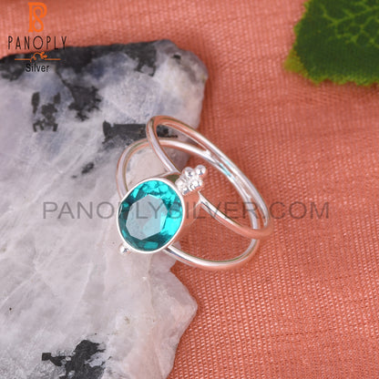 Doublet Santamaria Aquamarine Quartz 925 Silver  Ring