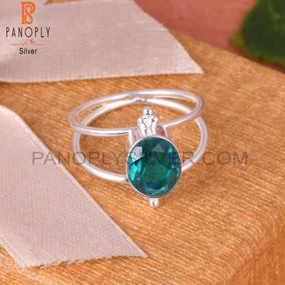 Doublet Santamaria Aquamarine Quartz 925 Silver  Ring