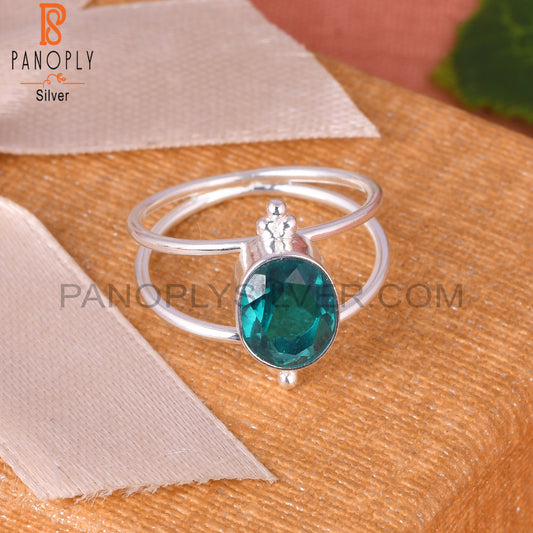 Doublet Santamaria Aquamarine Quartz 925 Silver  Ring