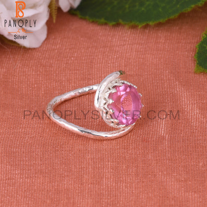 Doublet Kunzite Quartz Round 925 Sterling Silver Ring