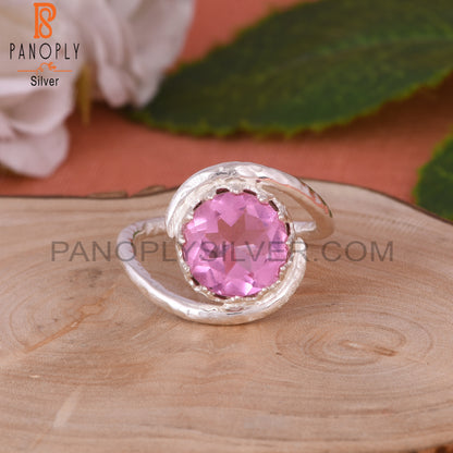 Doublet Kunzite Quartz Round 925 Sterling Silver Ring