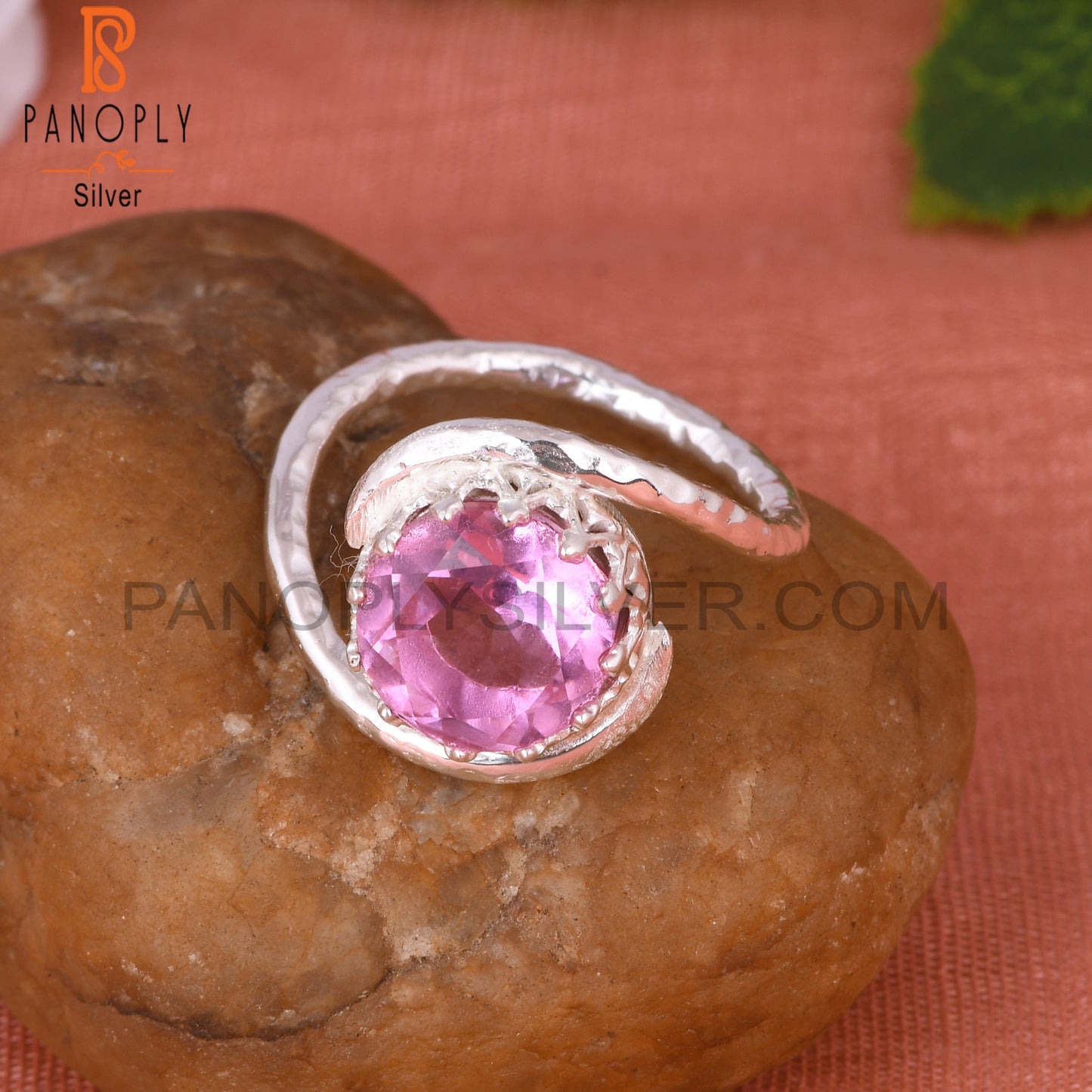 Doublet Kunzite Quartz Round 925 Sterling Silver Ring