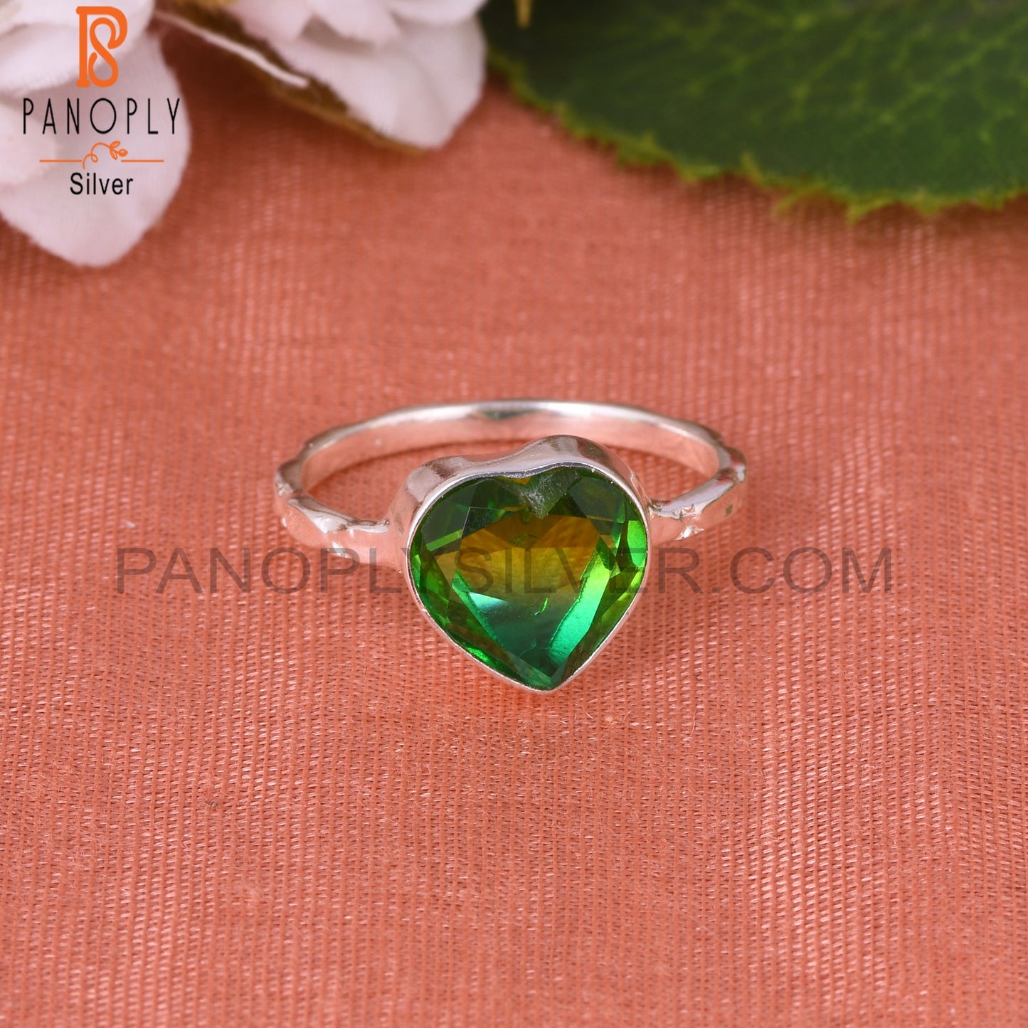 Bio Chrome Diopside Doublet Quartz Heart 925 Ring